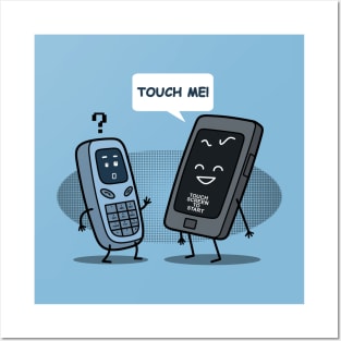 Funny Cute Kawaii New Old Phone Original Funny Cartoon Posters and Art
